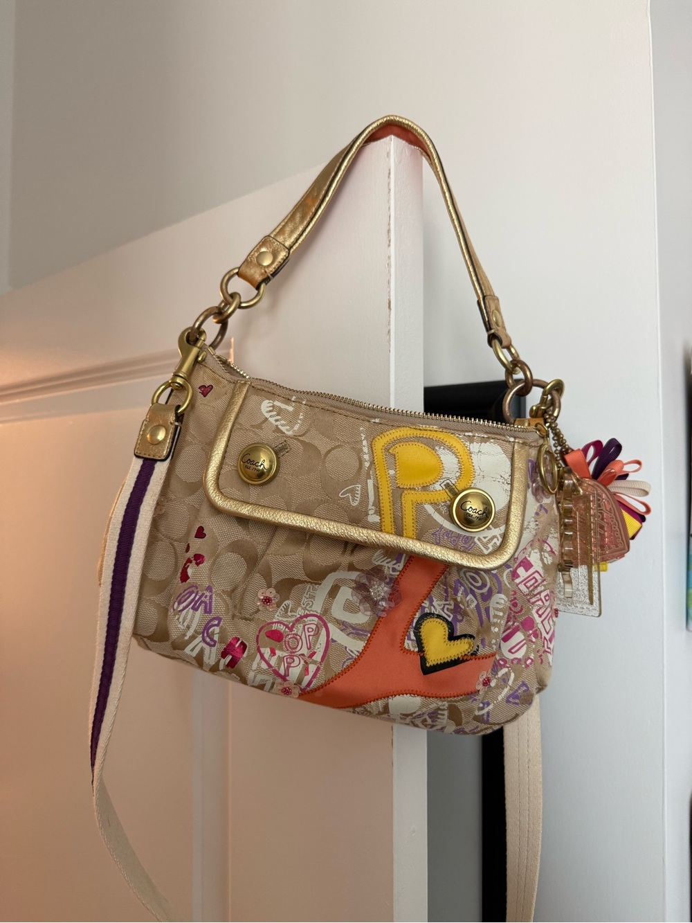 Coach Graffiti Poppy Rare Patchwork Shoulder Bag
